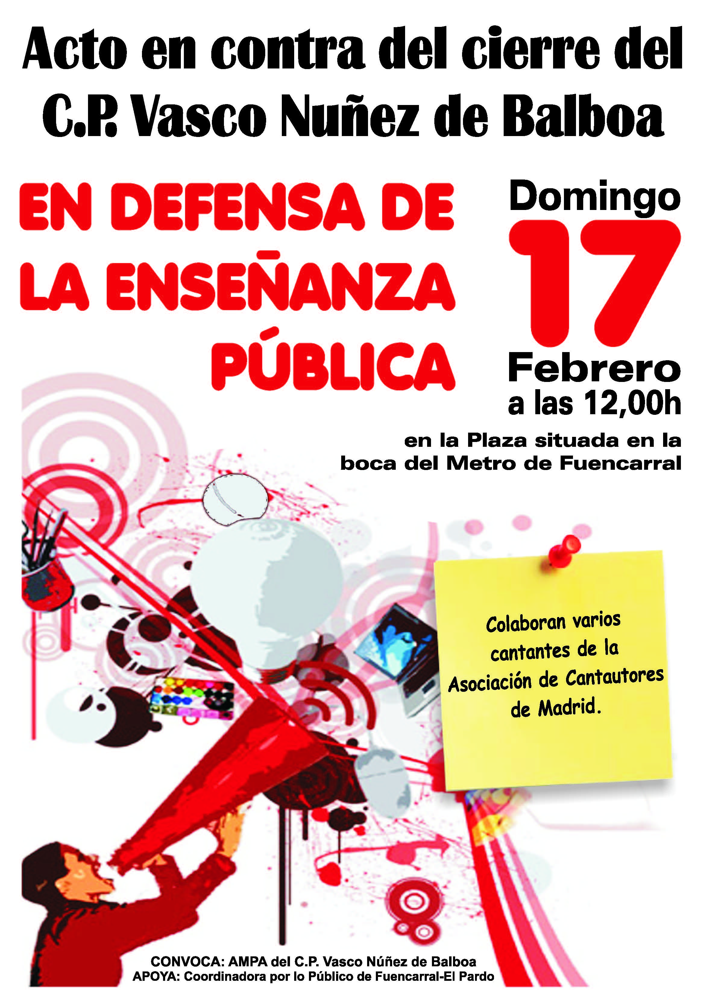 Contra el cierre del Colegio Público Vasco Núñez de Balboa